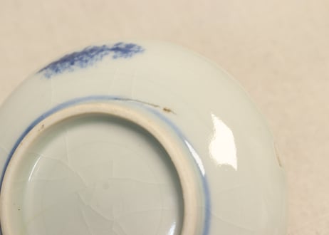 明治前期染付羽根三つ巴図小皿② 少甘手