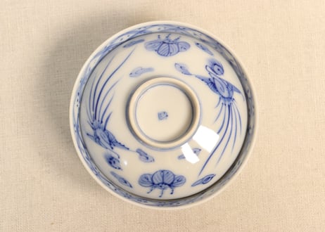 明治後期～大正染付鳳凰図飯茶碗