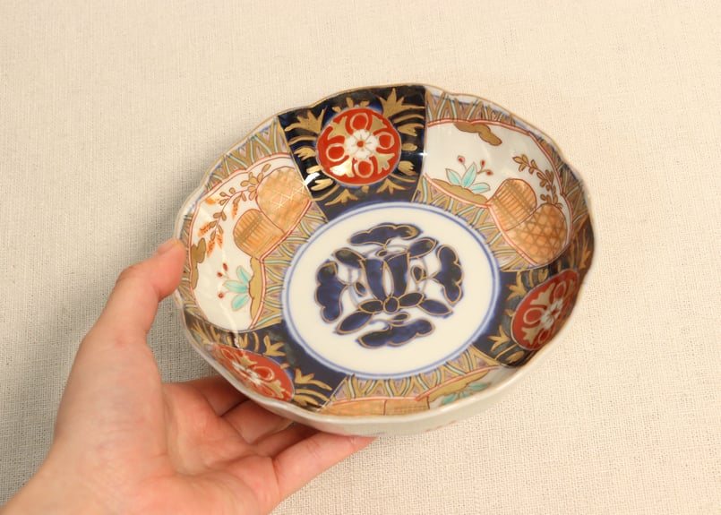 明治前期色絵籠目と牡丹図なます皿 | 吉祥寺PukuPuku
