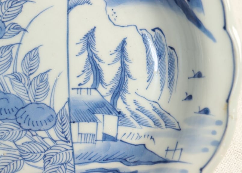 7寸染付絵皿　山水画　骨董品 骨董品 】染付 山水図 大皿 絵皿 額皿 料理皿 - メルカリ