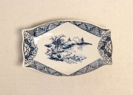 印判 変形八角皿 角皿 変形皿 明治 大正 鶴 松 波 龍 宝 印判 変形八角皿 角皿 変形皿 明治 大正 鶴 松 波 龍 宝