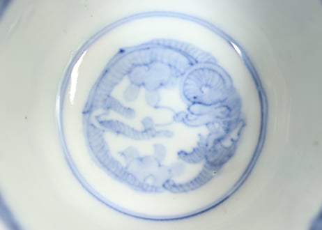明治前期色絵三方松竹梅と花鳥図通り物向付