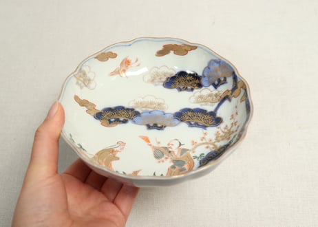 明治前期色絵高砂図通り物なます皿