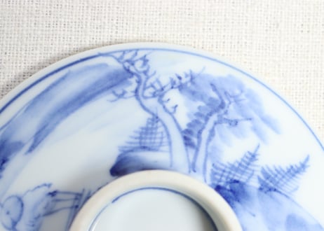 明治後期～大正染付筏人物図つぼ碗