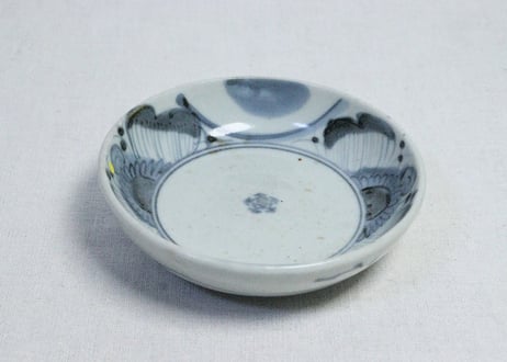 江戸中期染付花図くらわんかなます皿　ノミホツ
