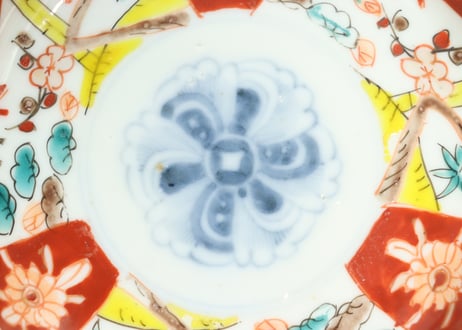 明治前期色絵三方に松竹梅図小皿①