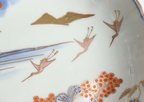 明治前期色絵山水図大なます皿