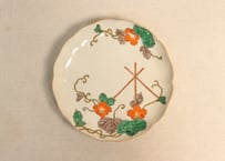 明治前期色絵朝顔図７寸皿 フリモノ,少甘手