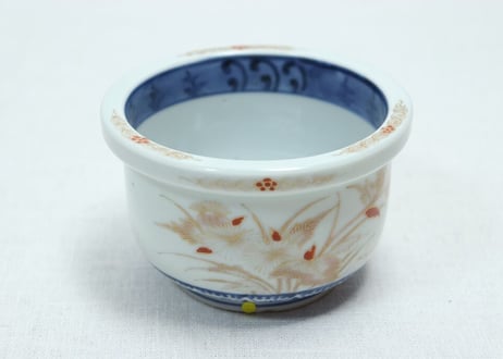 江戸中期赤絵金彩薊図大向付　高台ホツ