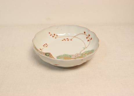 江戸幕末色絵桐と市松図なます皿