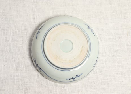 江戸中期染付二方に木図なます皿 ノミホツ
