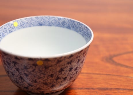 江戸後期染付萩唐草図向付 5客組　ニュウ,小傷