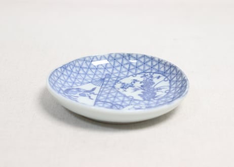 明治後期～大正銅判馬に瓢箪と草花図小皿②かたつき