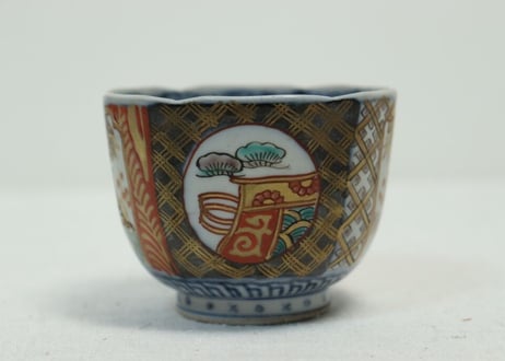 明治前期色絵松竹梅と牡丹図向付