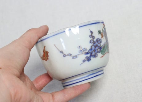 明治前期色絵生垣に松竹梅図向付