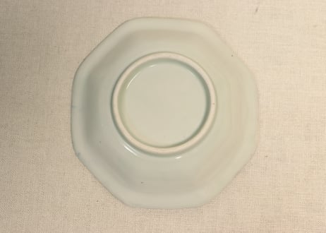 江戸後期染付水仙図八角皿②フリモノ,窯傷
