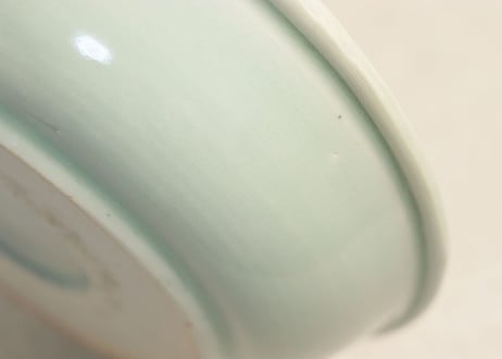 江戸後期青磁染付牡丹花弁図春寒鉢
