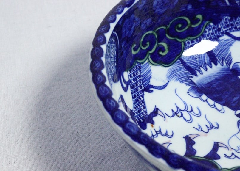 明治前期染付龍図8寸鉢 2客セット | 吉祥寺PukuPuku