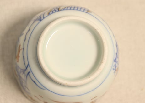 江戸幕末金彩染付松竹梅と鶴亀図向付 フリモノ