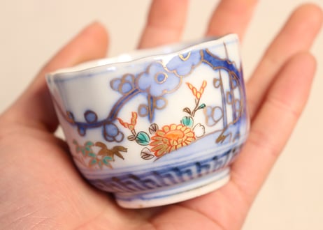 明治前期色絵四君子図通り物小向付