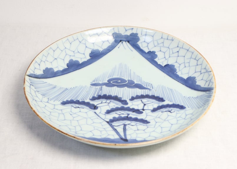 江戸幕末染付富士と氷裂文尺皿 | 吉祥寺PukuPuku