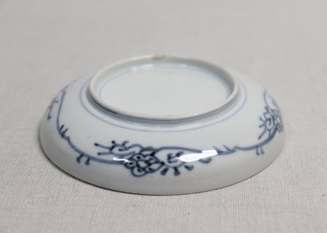 明治前期色絵流水に菊と青玉図小皿