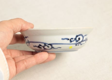 江戸中期染付牡丹図4寸小鉢 少甘手