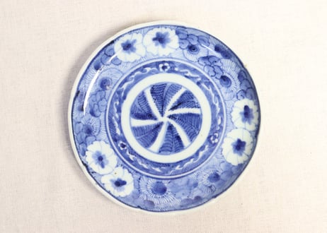 村田森　染付デルフト図シェル形八寸皿　鳥　大皿 村田森染付デルフト図シェル形八寸皿鳥大皿