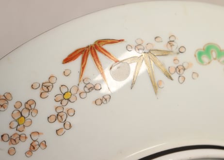 明治前期九谷焼色絵高砂図8寸皿