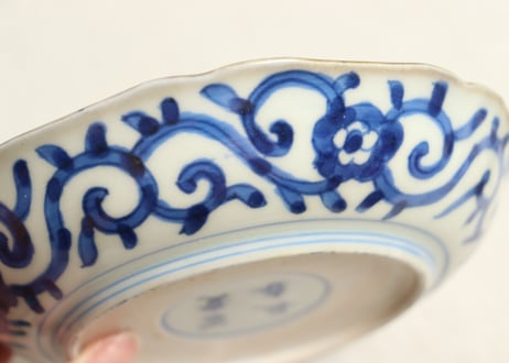 江戸幕末色絵牡丹と鳳凰図5寸皿①