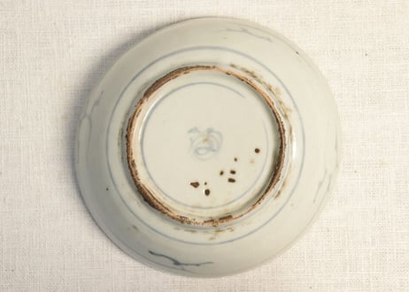 江戸中期染付二方竹図くらわんかなます皿 フリモノ,がたつき