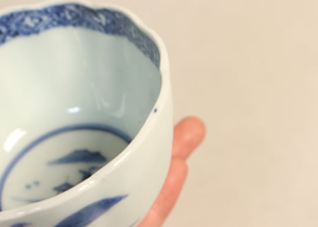 江戸後期染付山水図向付