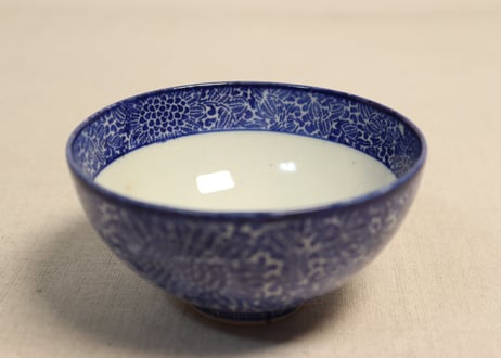 明治前期紙刷菊図蓋茶碗