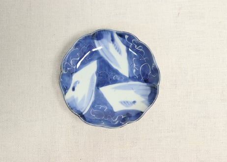 中国骨董　アンティーク　祥瑞　花文　輪花皿　六角隅入　五寸皿　小皿　角福　古染付 中国骨董 アンティーク 祥瑞 花文 輪花皿 六角隅入 五寸皿 小皿 角福
