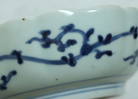 江戸中期染付松竹と草花図八弁なます皿