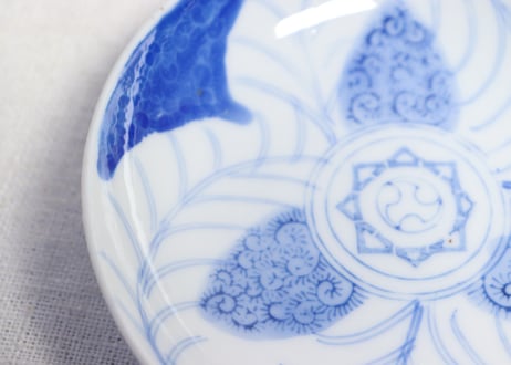 大正～昭和戦前ゴム判三方に芭蕉図小皿