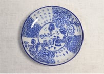 明治前期紙刷気球と洋装人物図小皿