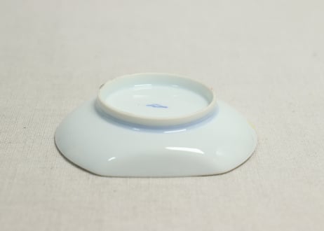 大正～昭和戦前深川製赤絵金彩南天図半月型小皿②ノミホツ