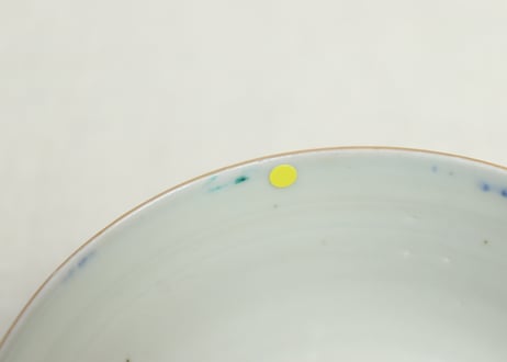 明治前期色絵市松に松竹梅図蒸茶碗④少甘手,ひっつき