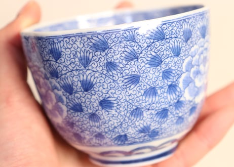明治後期～大正銅判牡丹唐草図向付