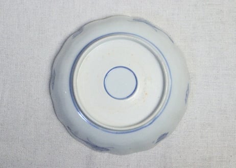 明治前期色絵山水風景と青海波図なます皿①
