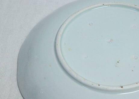 江戸幕末染付牡丹図8寸皿　フリモノ