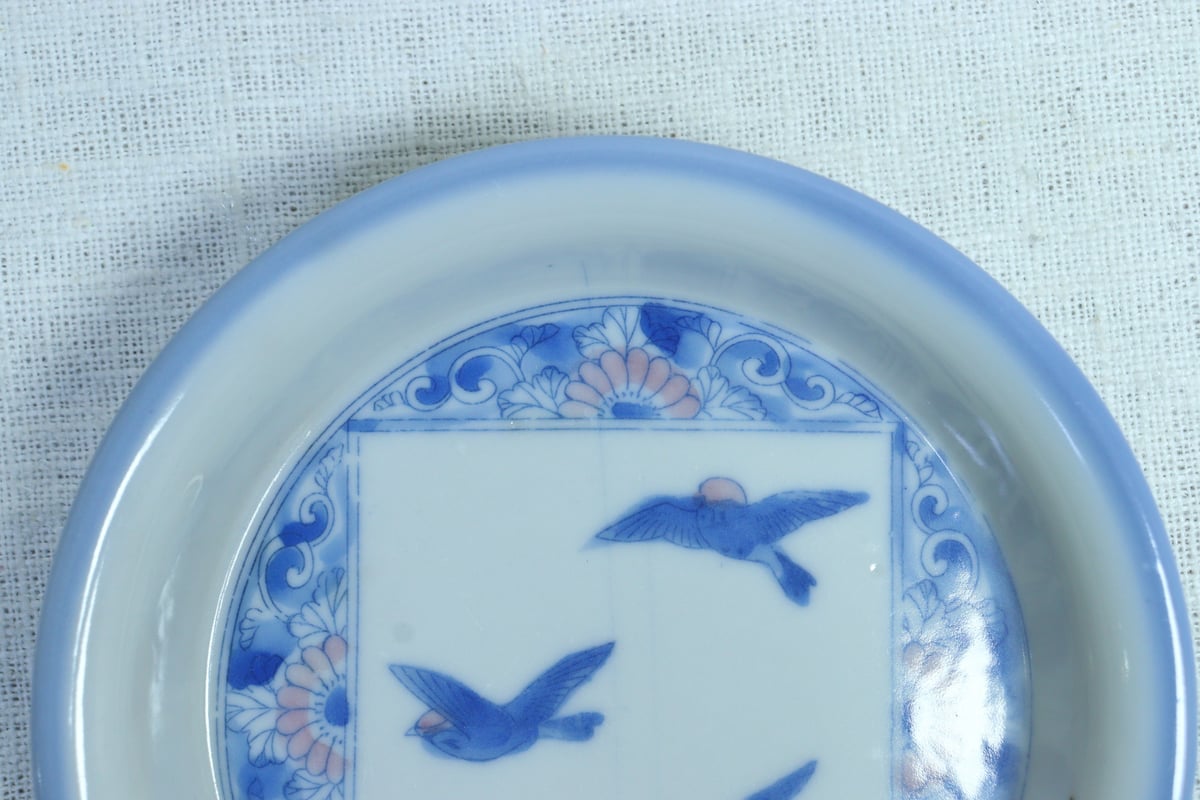 明治後期～大正銅判菊と鳥三羽図小皿 | 吉祥寺PukuPuku