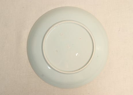 江戸後期染付流水に菊図9寸皿②フリモノ,少甘手