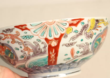 明治前期色絵桐と鳳凰図三ツ組鉢