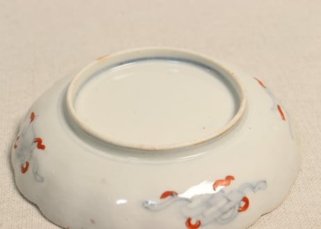 明治前期色絵菊と梅図小皿①濃いめ