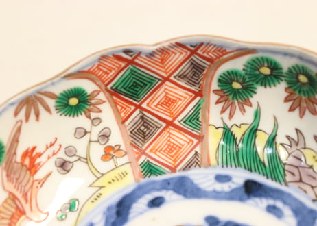 明治前期色絵鶴亀図なます皿②薄め