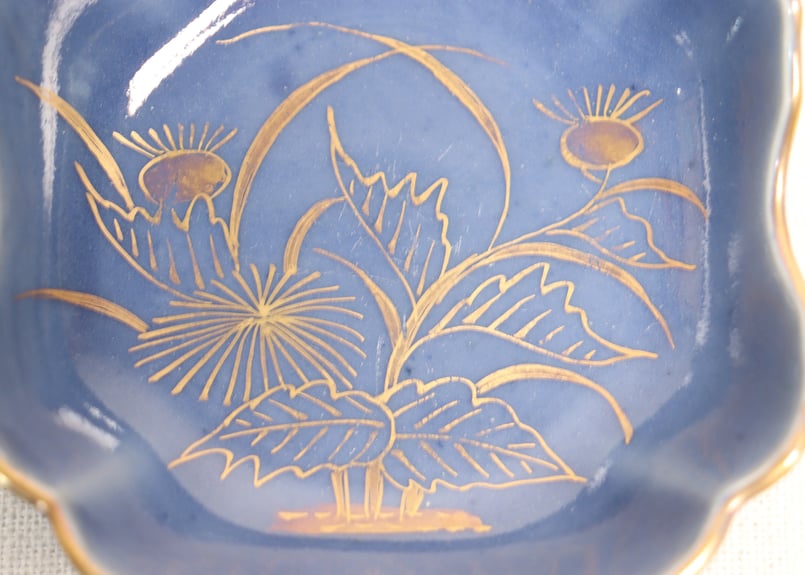 江戸中期瑠璃釉金彩薊図四弁小皿 | 吉祥寺PukuPuku