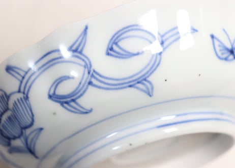 江戸幕末線描き花図なます皿②かたつき