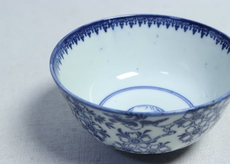 明治前期紙刷桜図飯茶碗①